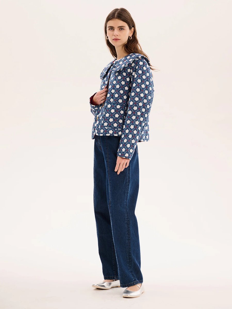 OMNES Peggy Quilted Jacket in Floral Check - 4