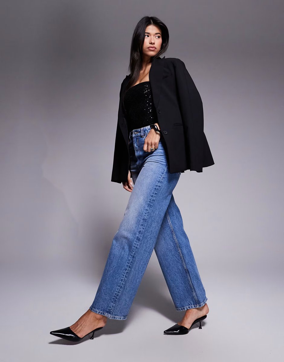 ASOS ASOS DESIGN allover sequin bandeau bodysuit in black - 3