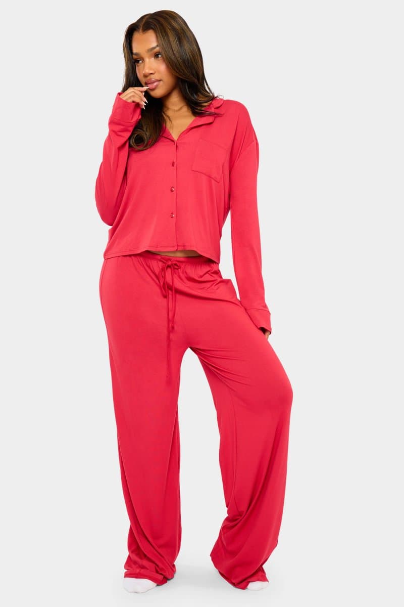 Kaiia Kaiia Supersoft Slouchy Pyjama Trousers Red