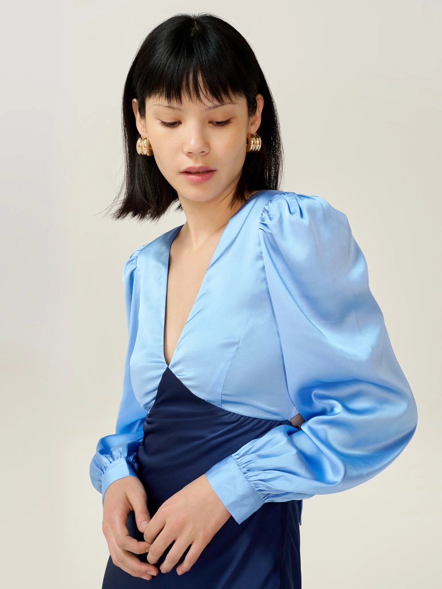 OMNES Francoise Dress in Blue and Navy - 4