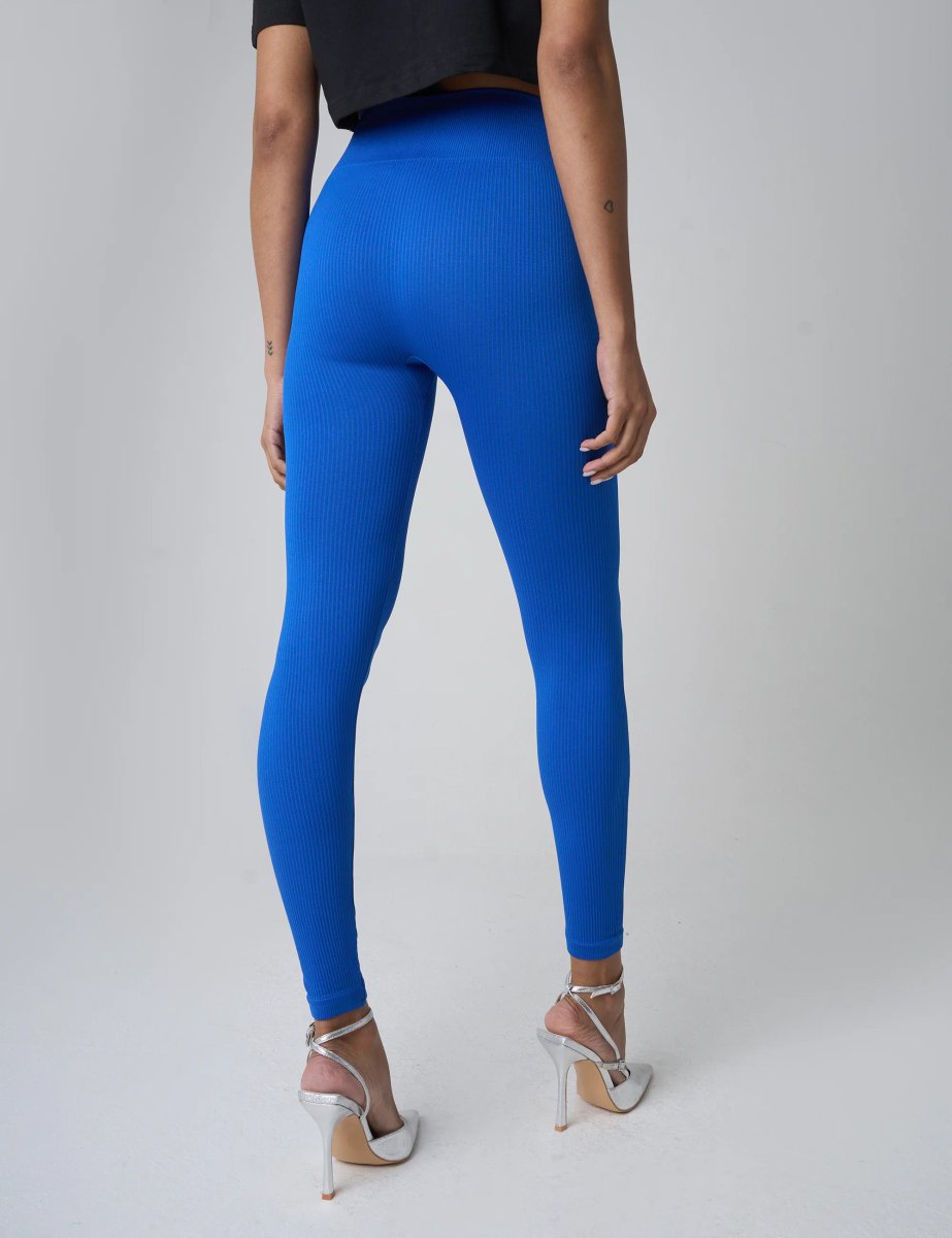 Public Desire Ribbed High Waisted Leggings Cobalt Blue - 3