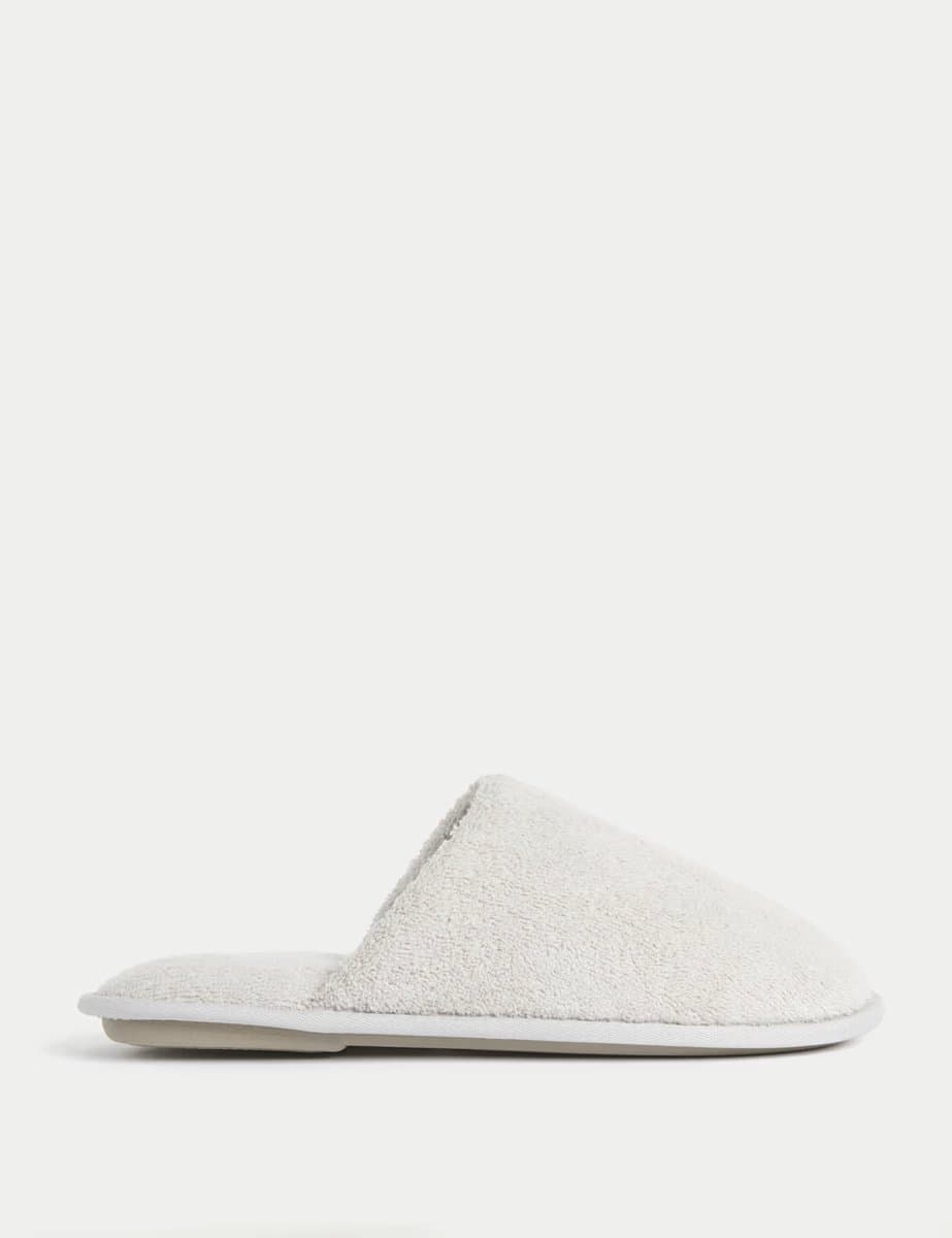 Marks & Spencer M&S Towelling Mule Slippers with Freshfeet™ Light Grey