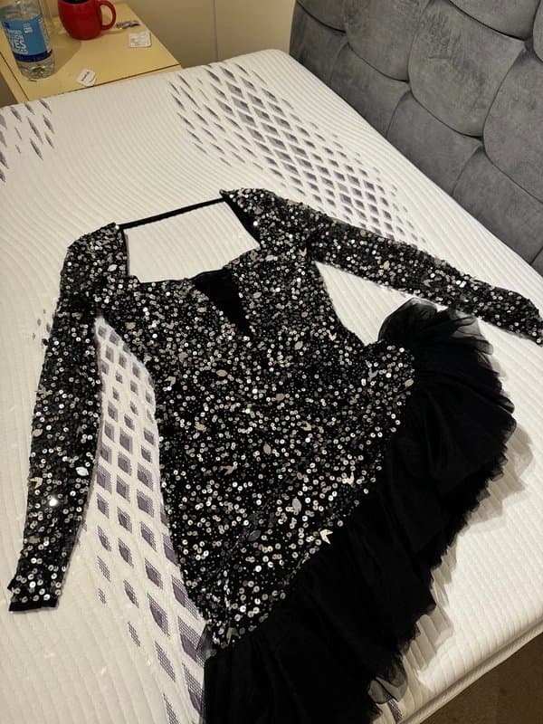 ASOS ASOS Luxe Tulle Hem Embellished Skater Dress