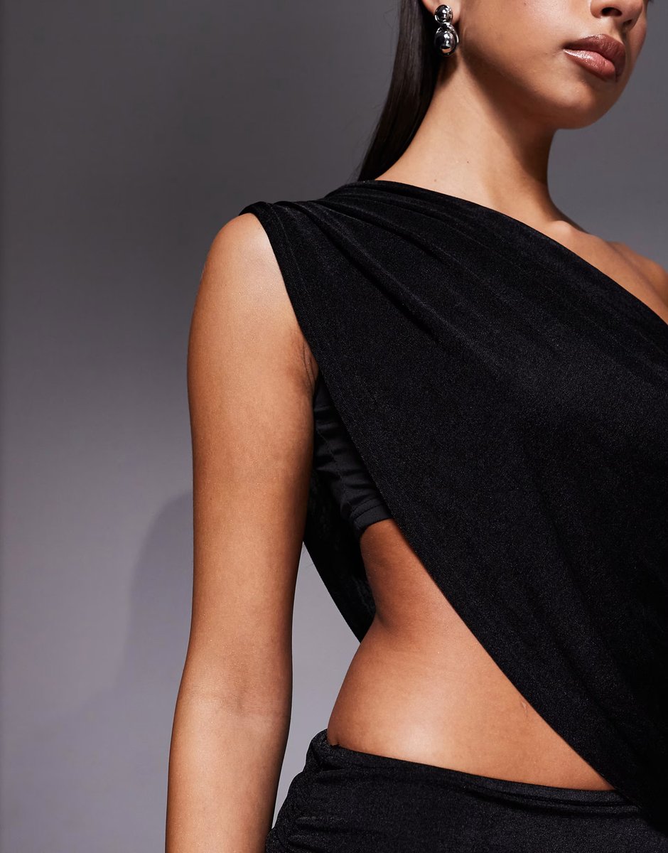 ASOS Edikted Fiora one shoulder cutout mini dress in black - 4