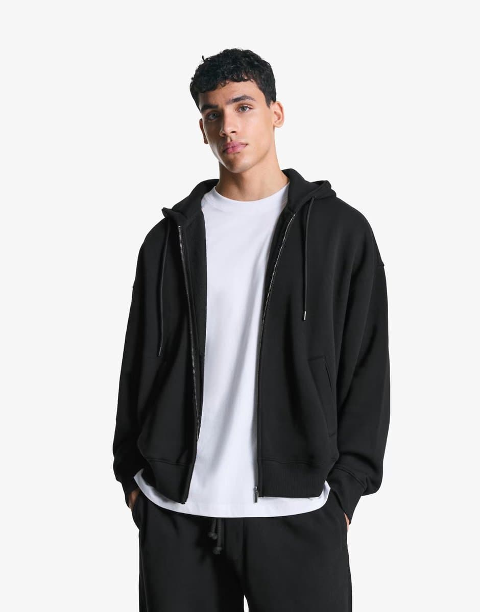 ASOS ASOS Bershka Zip-up Hoodie in Black