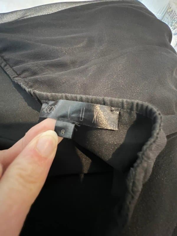 Asos luxe Christmas party silk Embellished LBD super cute 6/8 halter-neck