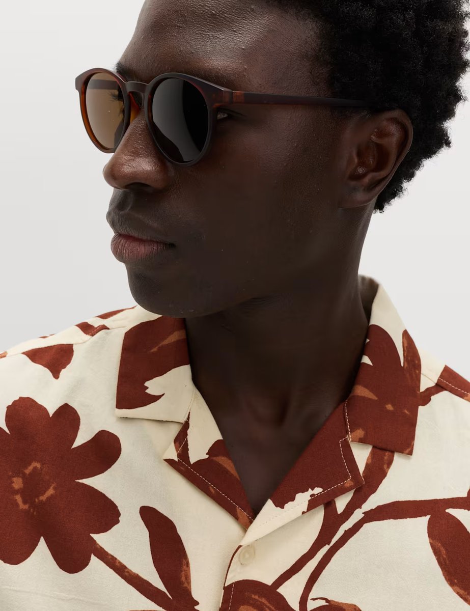 Marks & Spencer M&S Regular Fit Pure Cotton Short Sleeve Shirt Rust Mix - 2