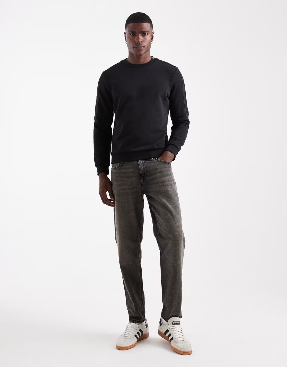 ASOS Lyle & Scott  tape crew neck in  jet black - 2