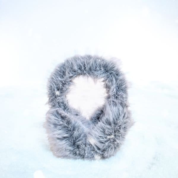 EGO Chunky Oversized Earmuffs In Grey Faux Fur, Women's Size UK One Size - 1