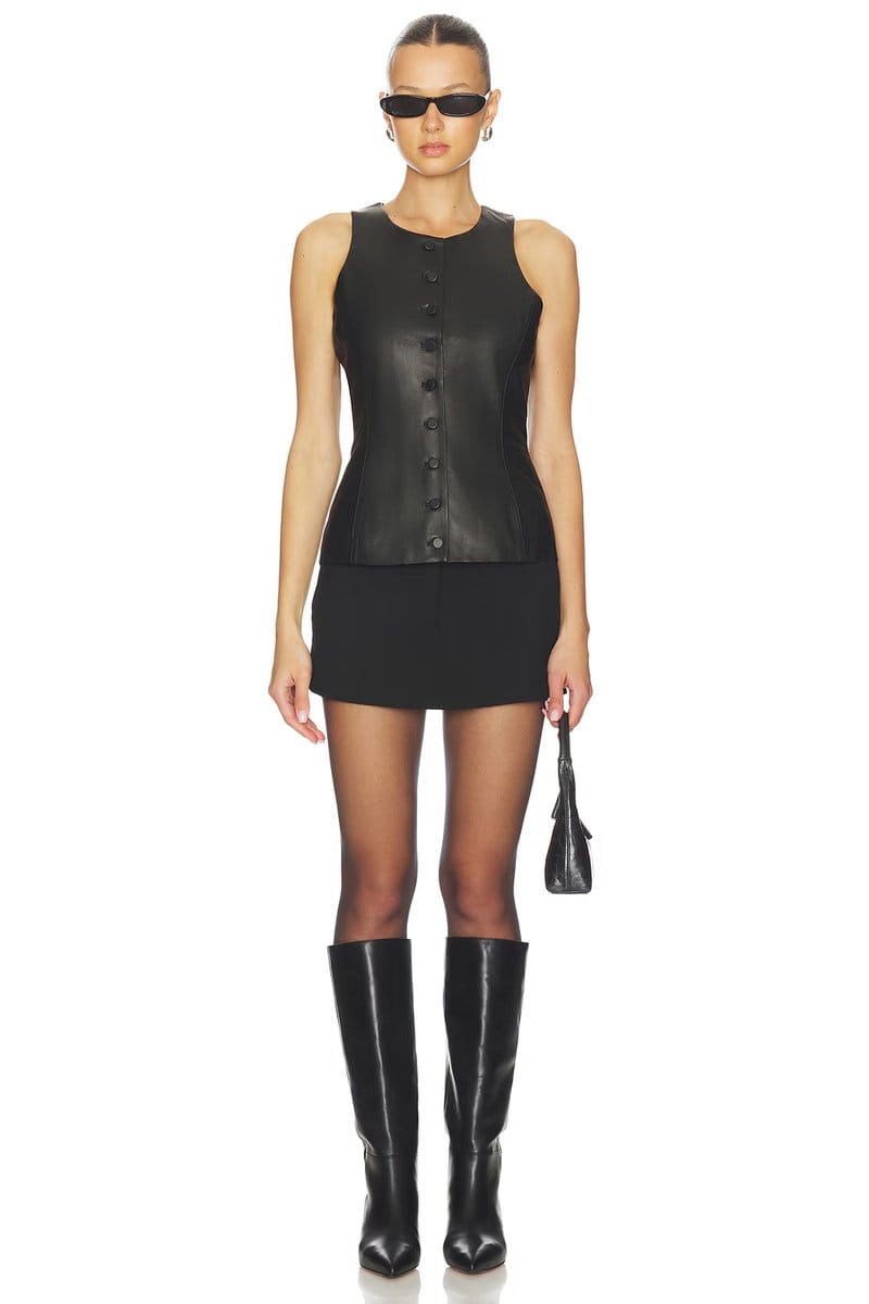 revolve Leather Peplum Top - 4