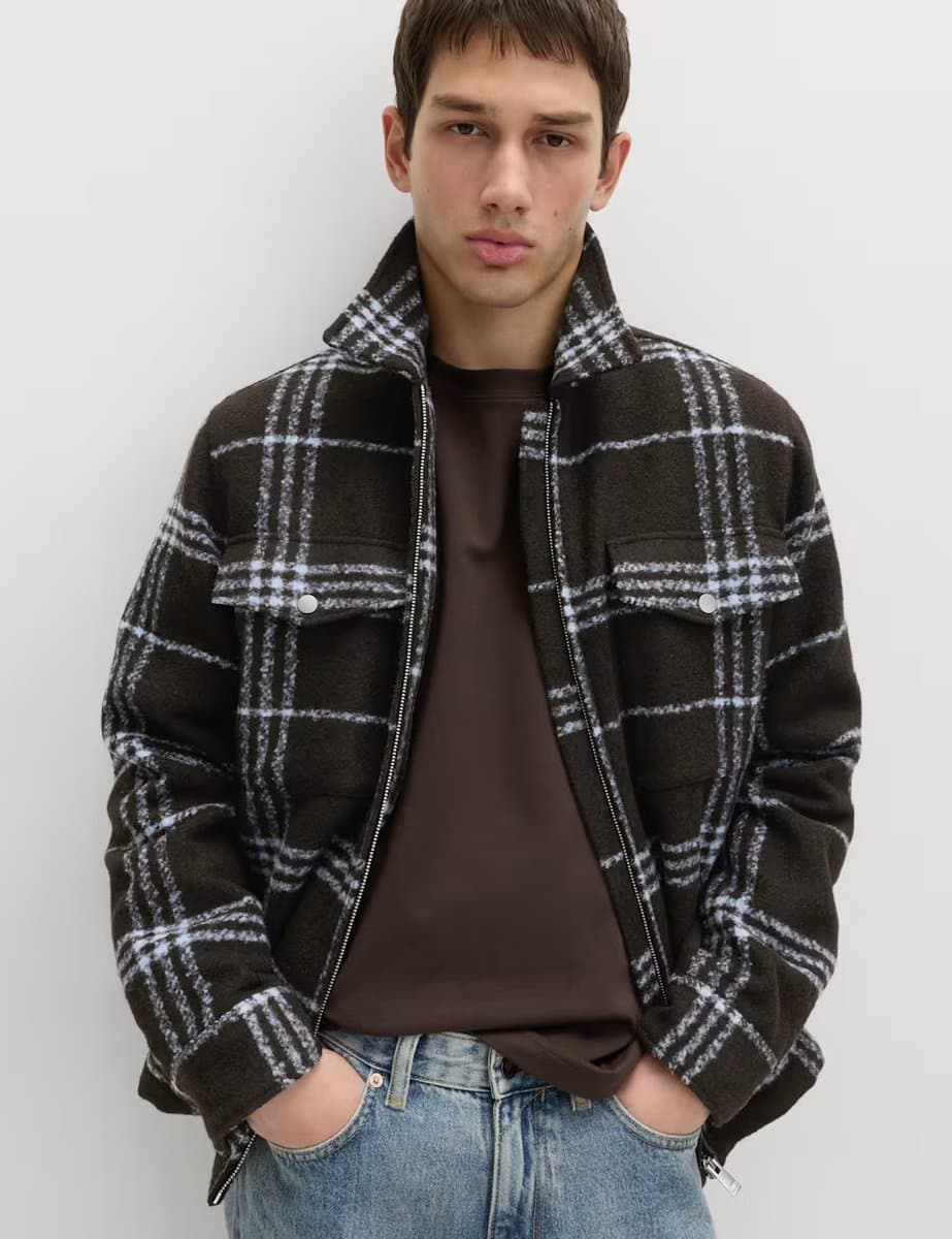 Marks & Spencer M&S Checked Overshirt Dark Brown