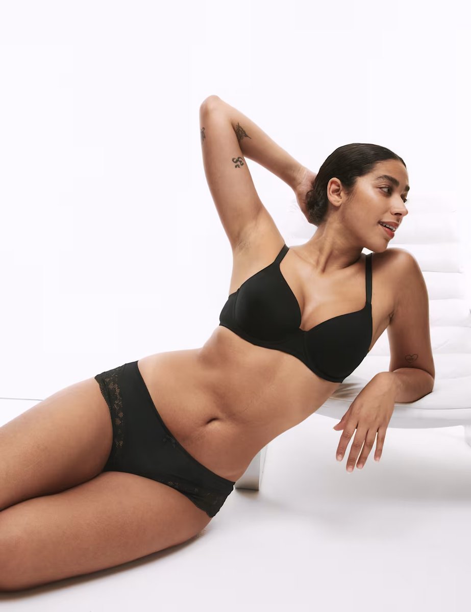 Marks & Spencer M&S 3pk Lace Trim Brazilian Knickers Black - 3