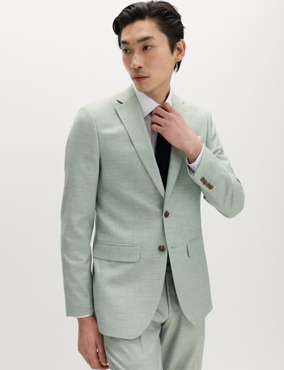 Marks & Spencer M&S Slim Fit Textured Stretch Suit Jacket Green