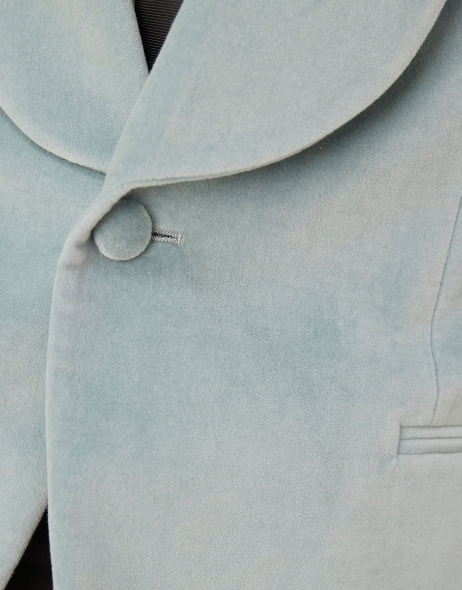 ASOS ASOS DESIGN cotton velvet summer weight slim blazer in dusty blue - 3