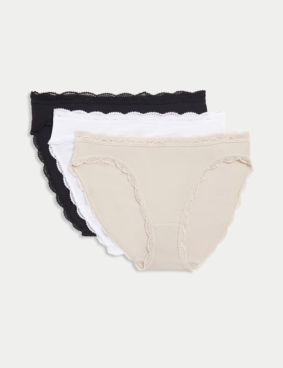 Marks & Spencer M&S 3pk Cotton Rich High Leg Knickers Opaline Mix