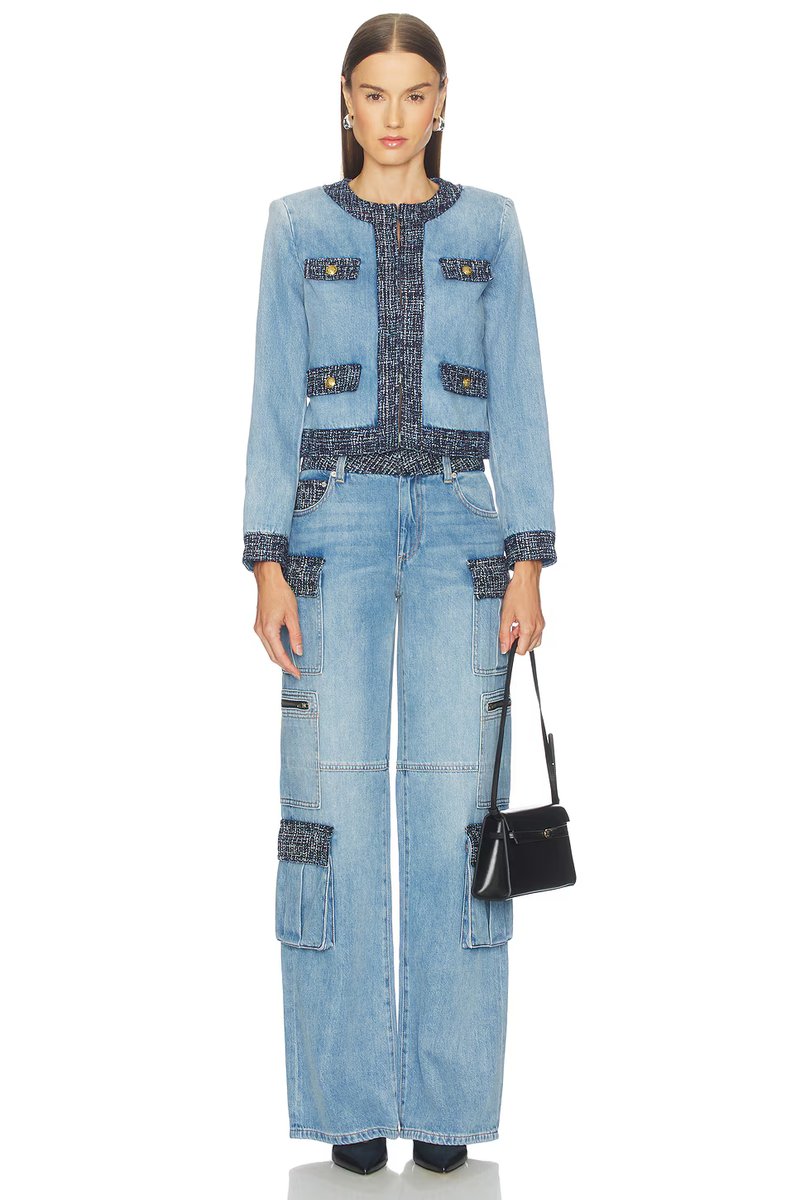 revolve Landon Cropped Denim Jacket - 4