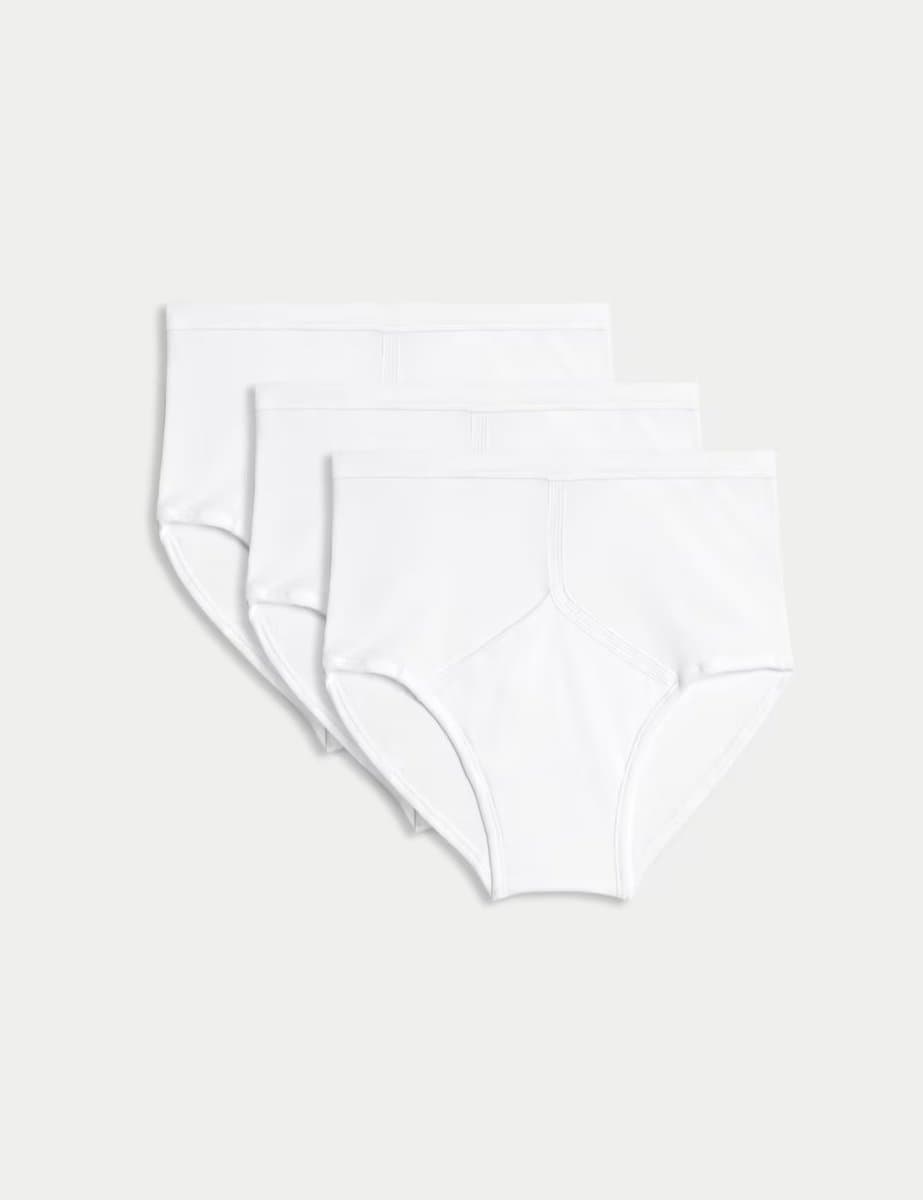 Marks & Spencer M&S 3 Pack Pure Cotton StayNew™ High Waist Briefs White