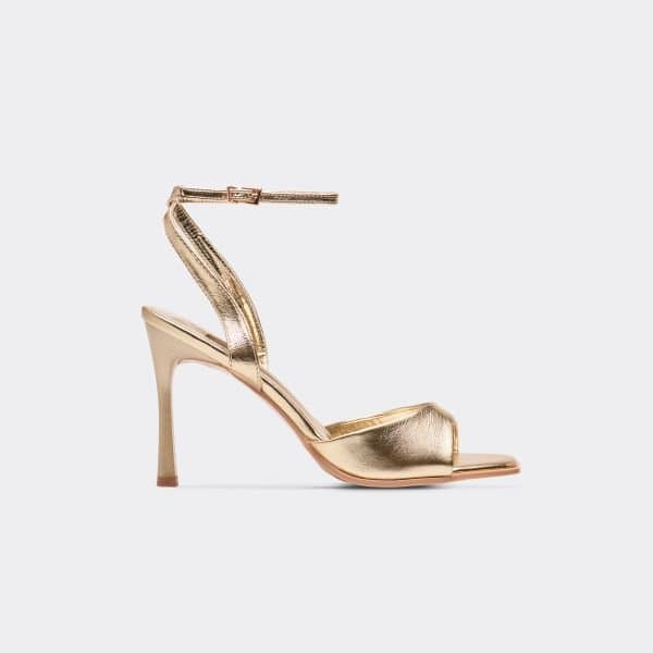 EGO EGO Gold Ankle Strap Square Peep Toe Heel in Gold