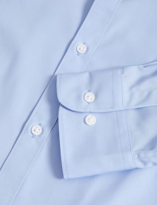 Marks & Spencer M&S Slim Fit Easy Iron Cotton Blend Shirt Mid Blue - 2