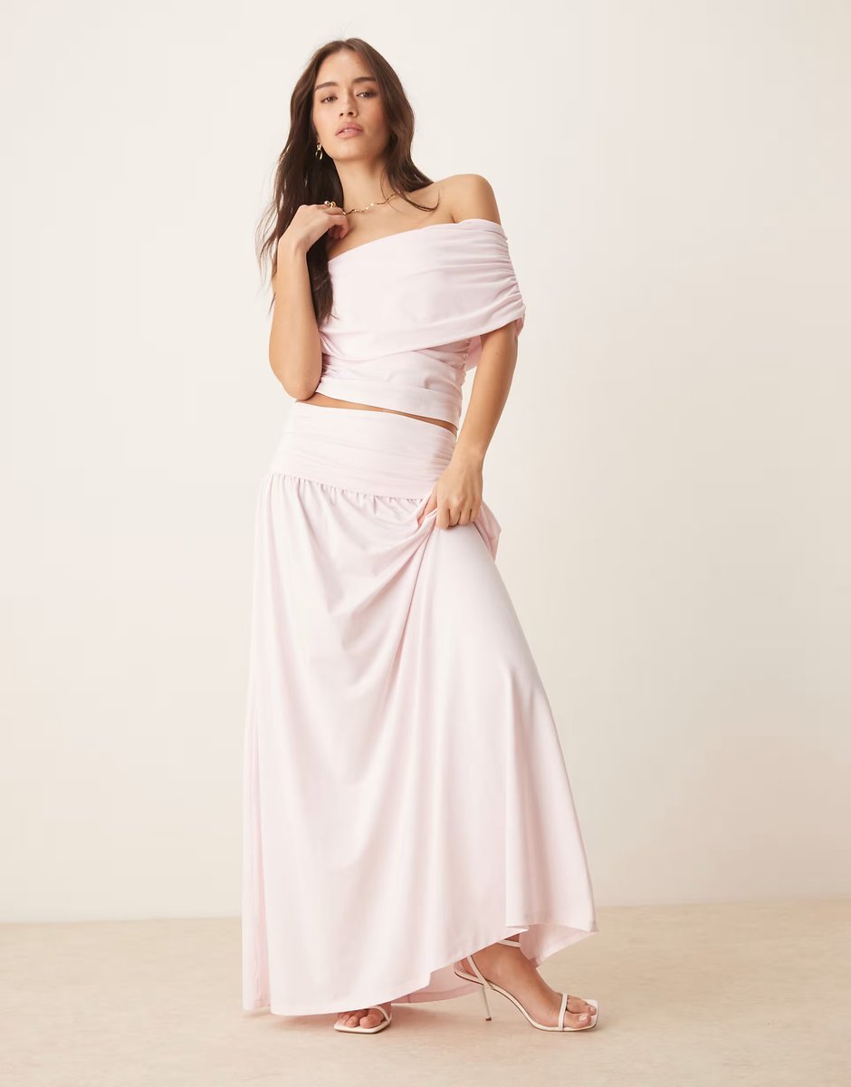 ASOS ASOS DESIGN mix & match ruched bardot in pastel pink - 2