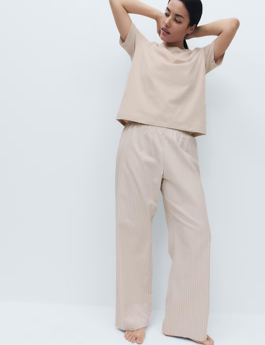 Marks & Spencer M&S Pure Cotton Pyjama Set Neutral - 3