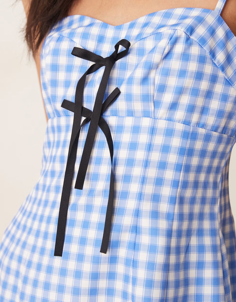 ASOS Sister Jane Lavender Gingham mini dress in blue - 3