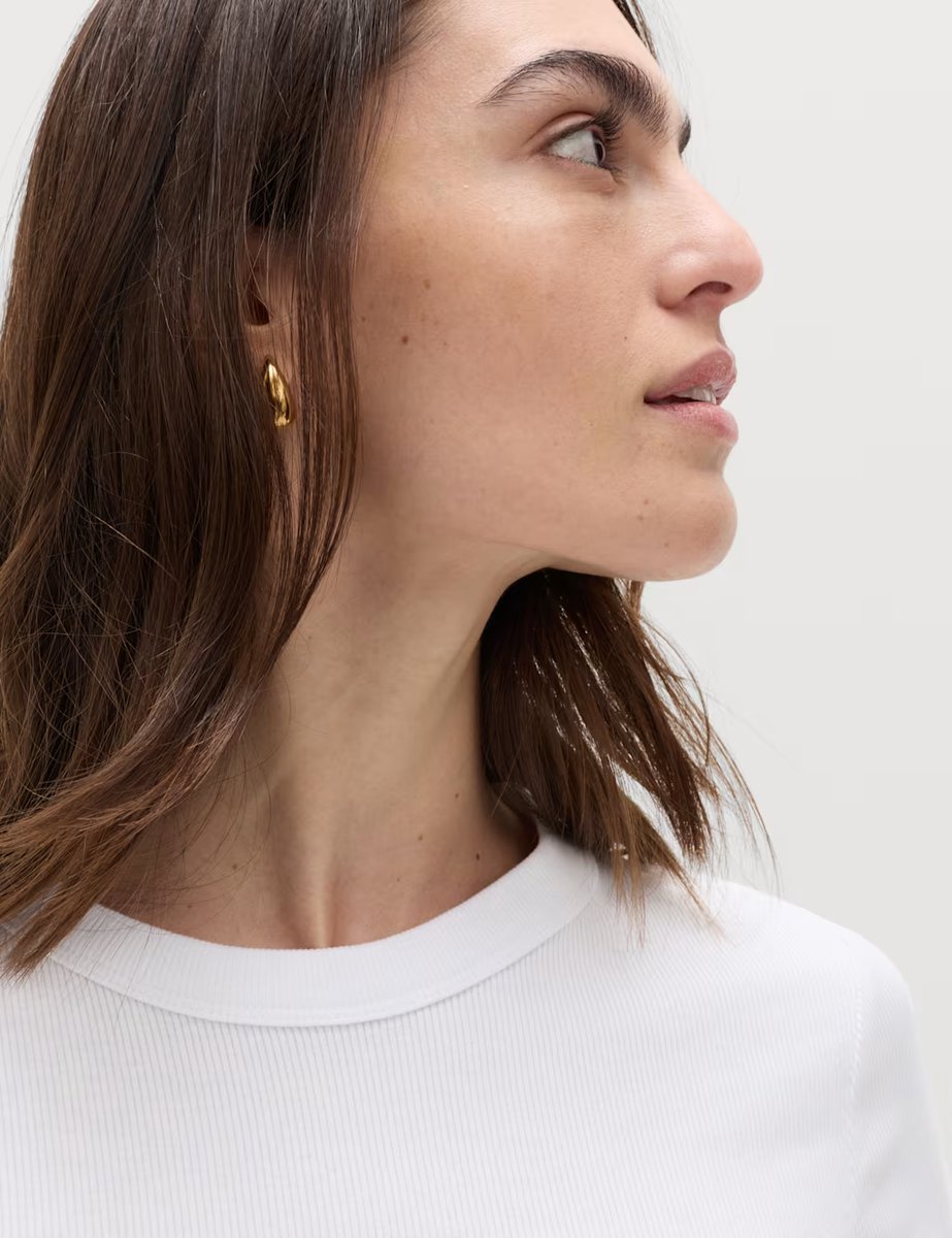 Marks & Spencer M&S 2 Pack Cotton Rich Ribbed T-Shirts Black/White - 2