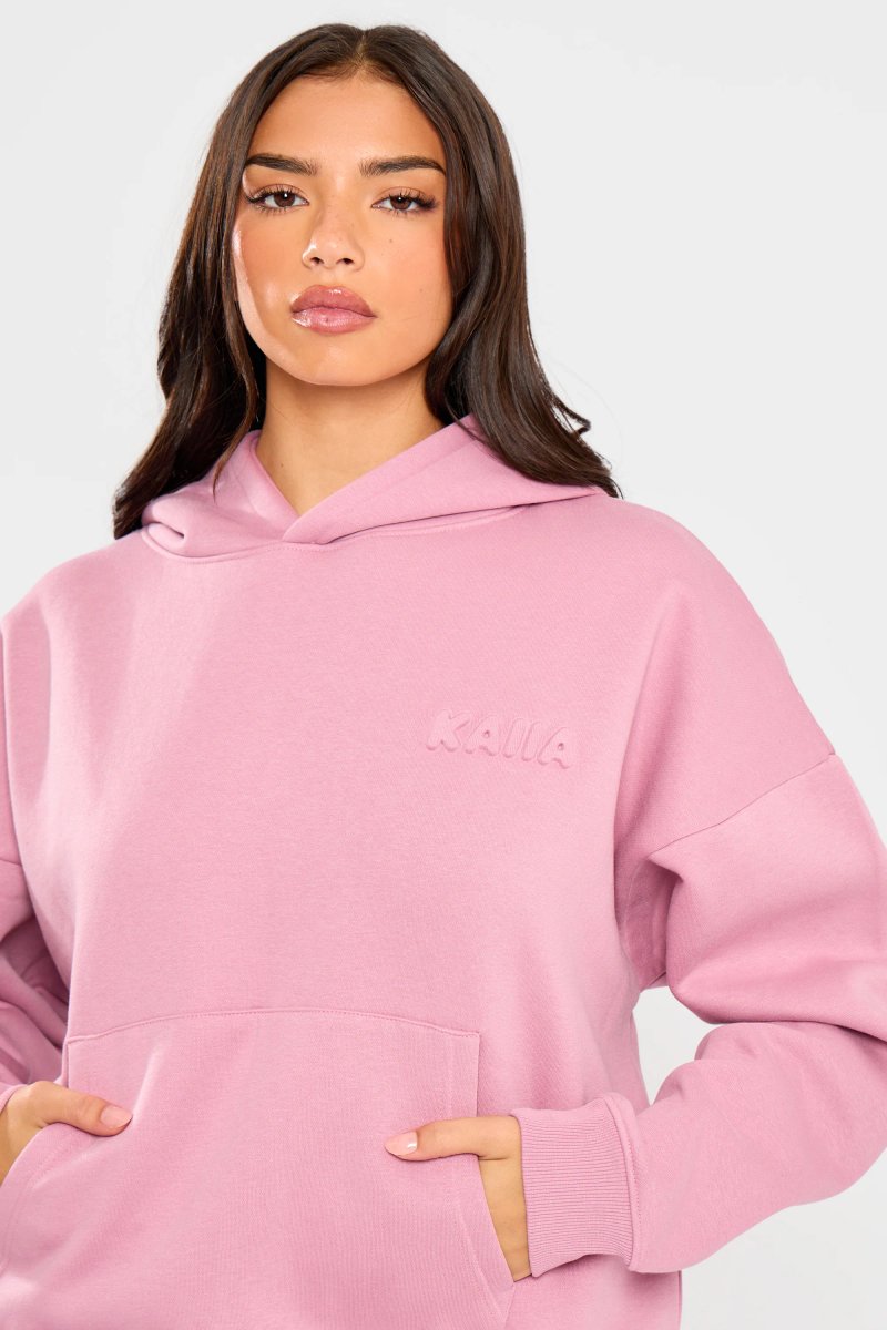 Kaiia Kaiia Embossed Bubble Logo Oversized Hoodie Petal Pink - 2