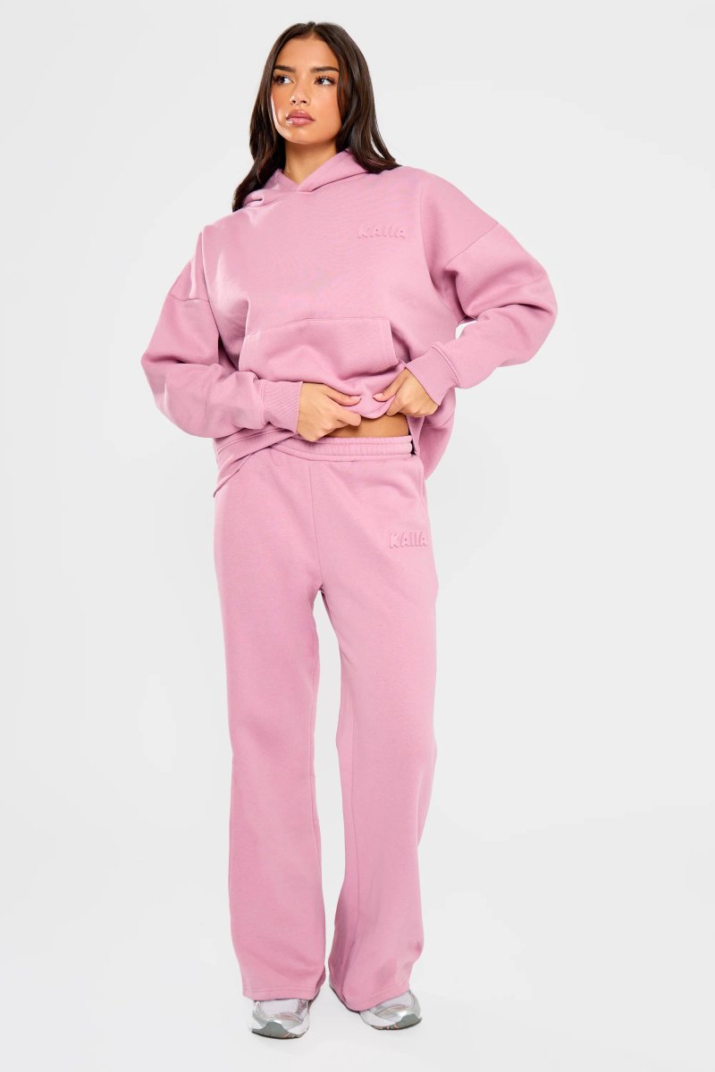 Kaiia Kaiia Embossed Bubble Logo Oversized Hoodie Petal Pink - 3