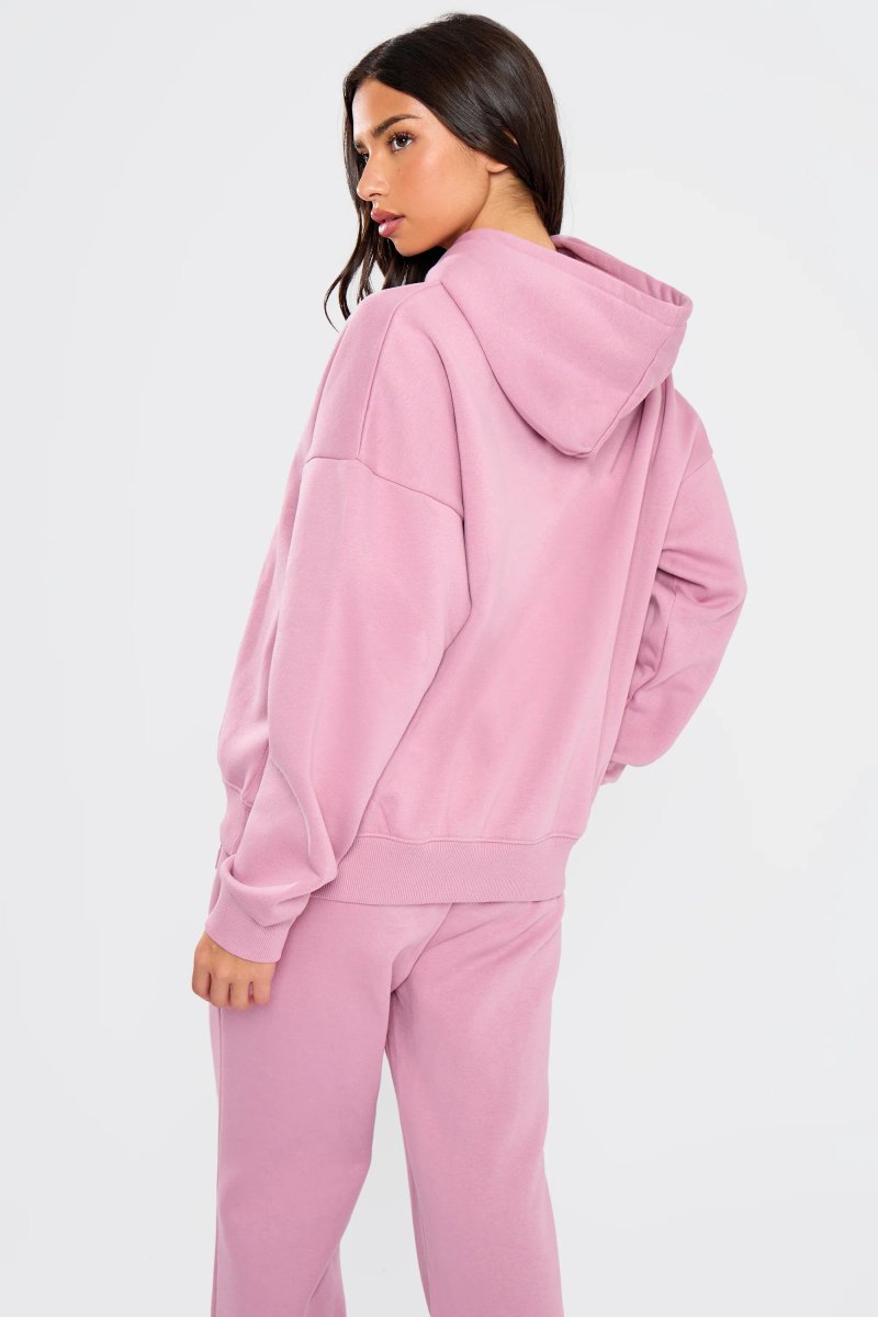 Kaiia Kaiia Embossed Bubble Logo Oversized Hoodie Petal Pink - 4