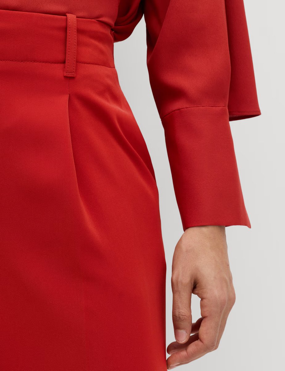 Marks & Spencer M&S Single Pleat Wide Leg Trousers Paprika - 3