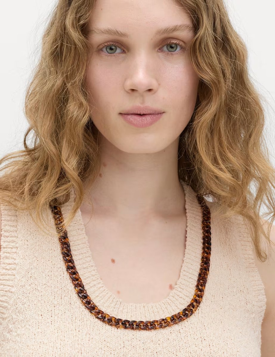 Marks & Spencer M&S Cotton Rich Chain Trim Knitted Vest Ivory - 3