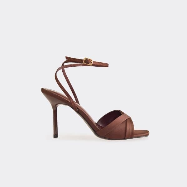 EGO EGO Chic Brown Square Peep Toe Stiletto Heels