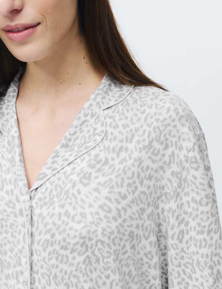 Marks & Spencer M&S Soft Touch Printed Revere Pyjama Set Grey Mix - 4