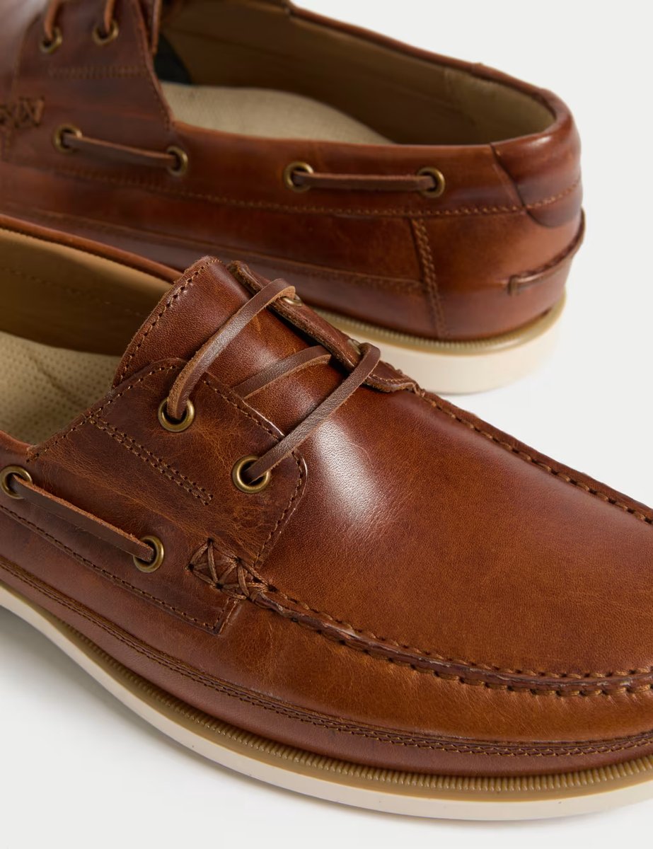 Marks & Spencer M&S Leather Boat Shoes Tan - 2
