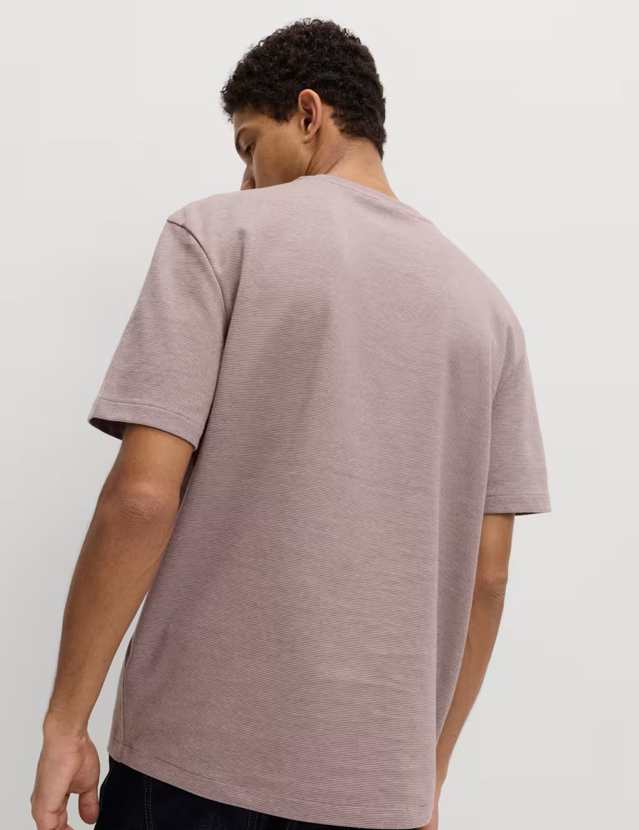 Marks & Spencer M&S Cotton Rich Ultimate Performance Striped T-Shirt Chestnut - 4