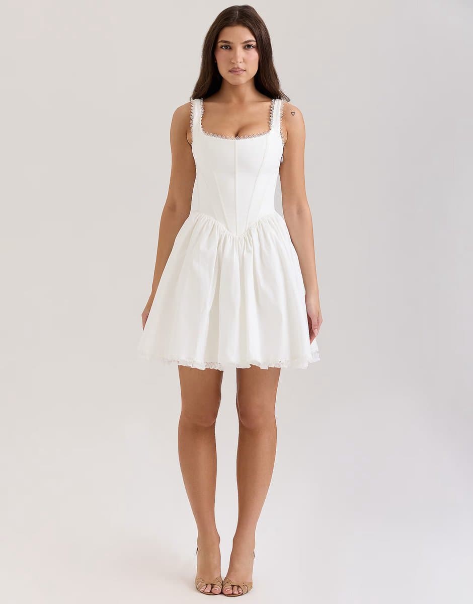 ASOS House of CB Letitia cotton mini dress in white