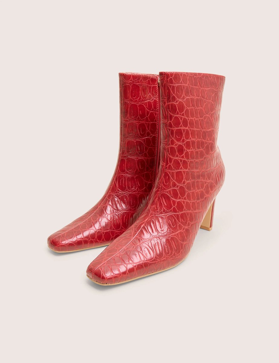 Public Desire Polaris Red Croc Snipped Toe Ankle Boots - 2