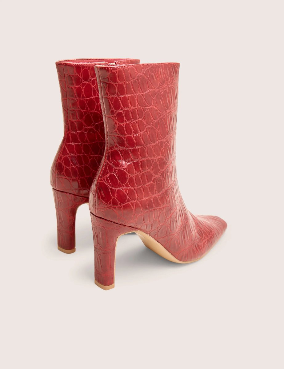 Public Desire Polaris Red Croc Snipped Toe Ankle Boots - 3