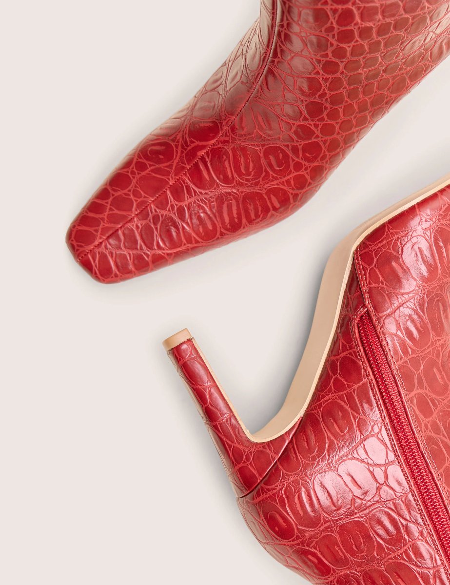 Public Desire Polaris Red Croc Snipped Toe Ankle Boots - 4