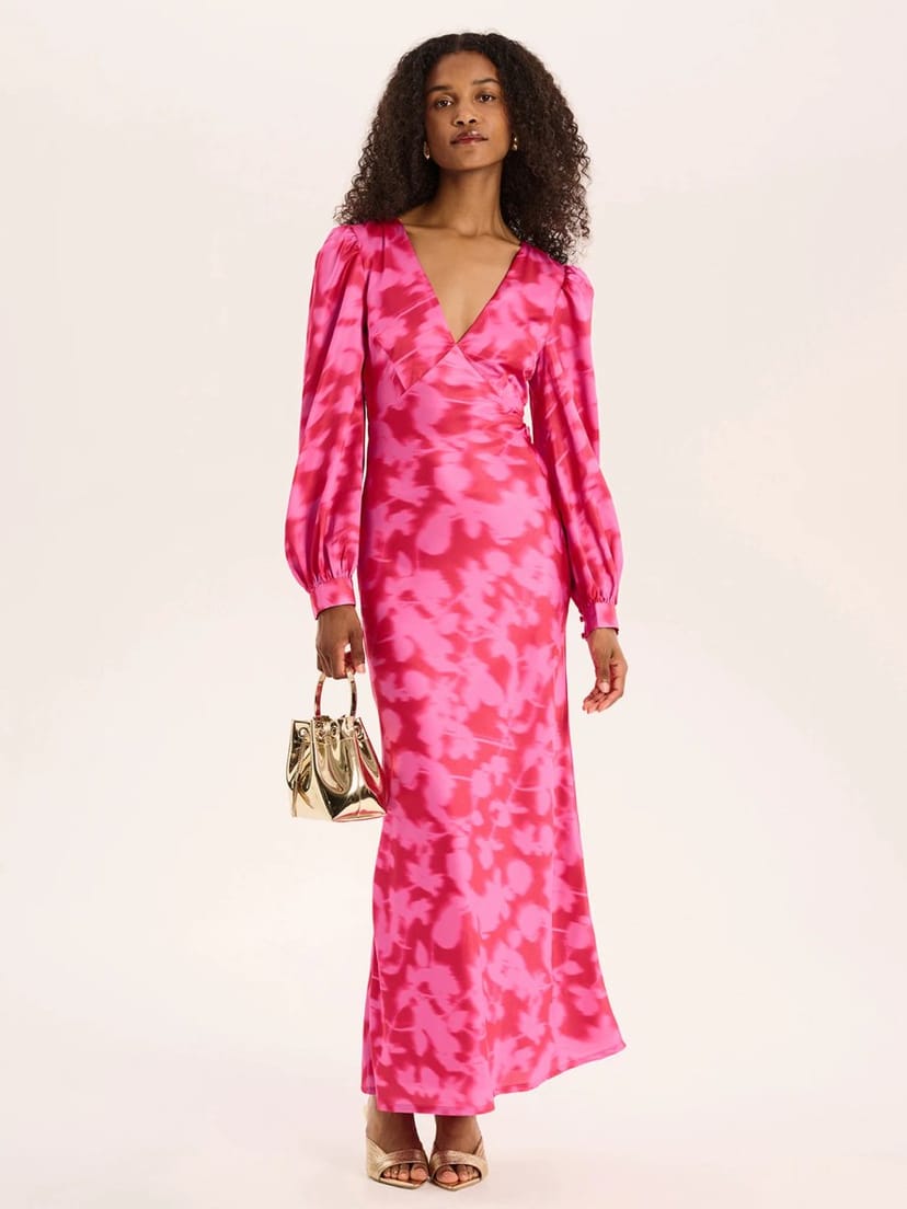 OMNES Francoise Dress in Magenta Blurred Floral - 1
