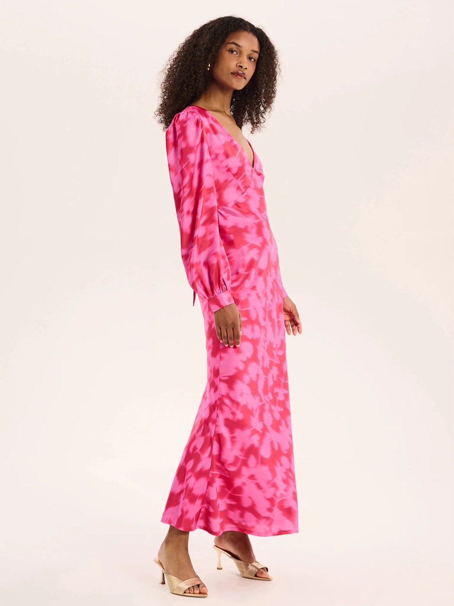 OMNES Francoise Dress in Magenta Blurred Floral - 3