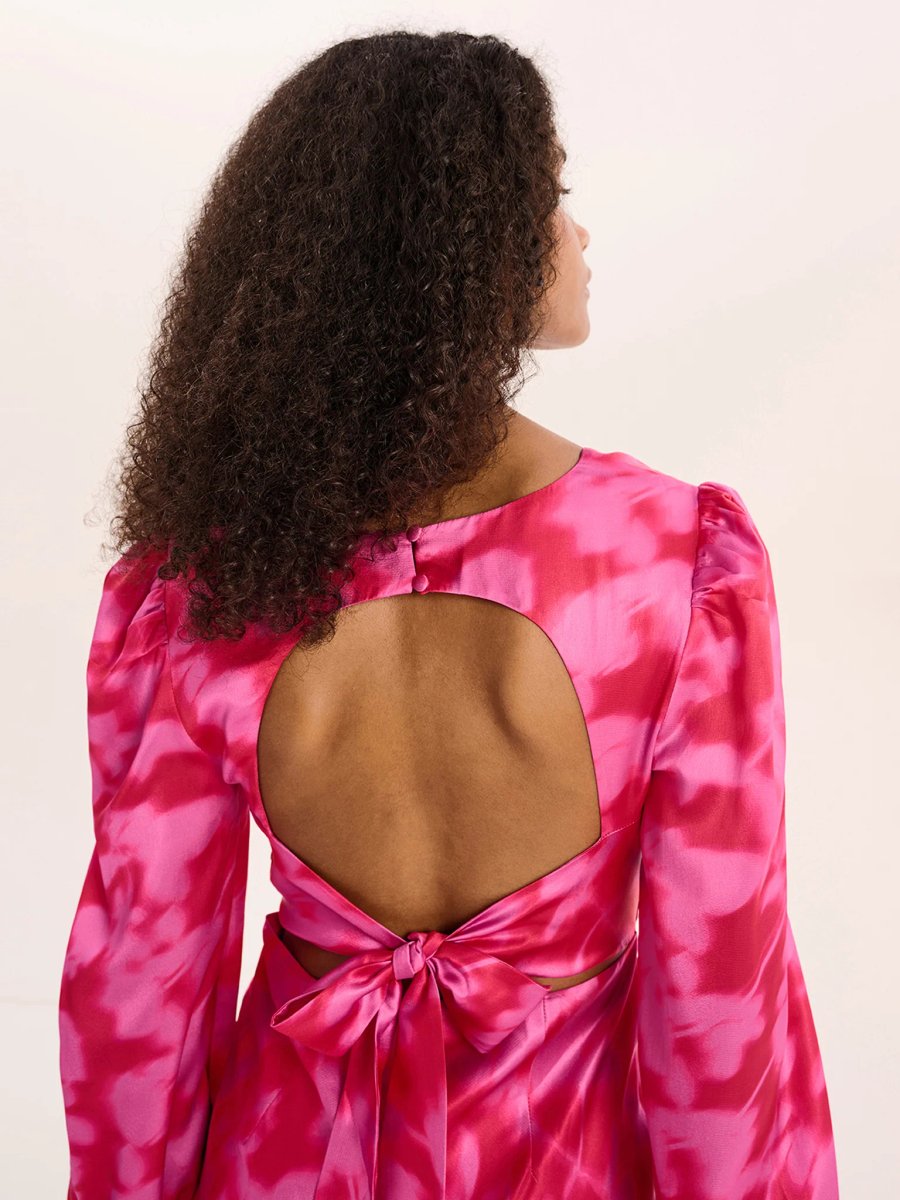 OMNES Francoise Dress in Magenta Blurred Floral - 4