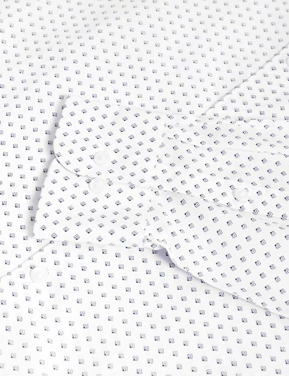 Marks & Spencer M&S Regular Fit Cotton Blend Printed Shirt White - 2