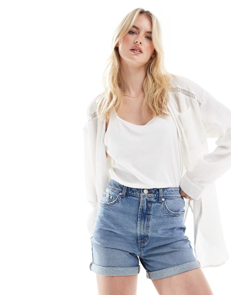 ASOS ASOS DESIGN Tall Denim Comfort Mom Short
