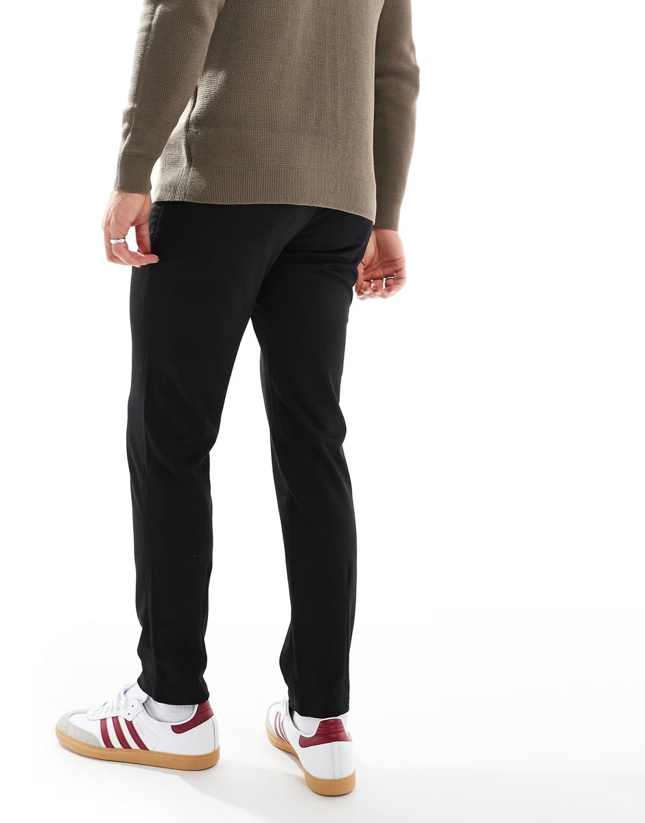 ASOS ONLY & SONS slim tapered fit trousers in black - 3