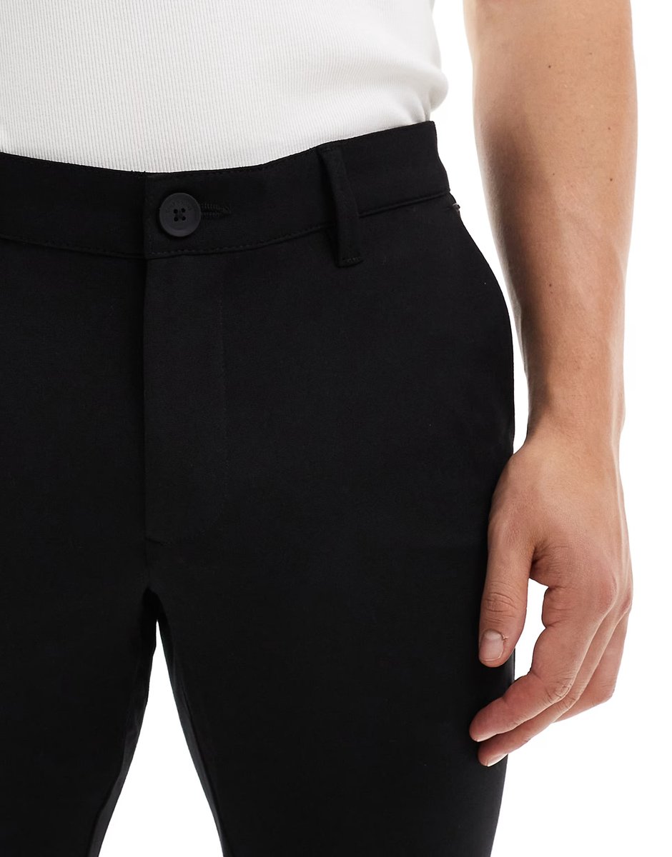 ASOS ONLY & SONS slim tapered fit trousers in black - 4