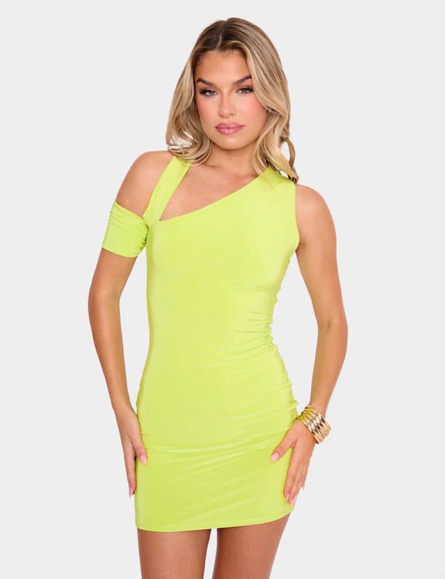 Public Desire Slinky Cut Out Mini Dress Green - 2
