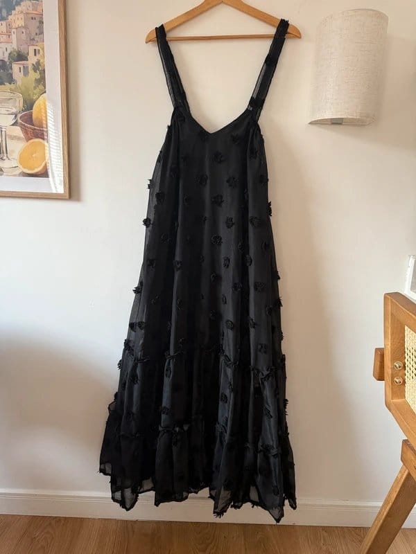 Mango Black Tulle Maxi Dress - 4
