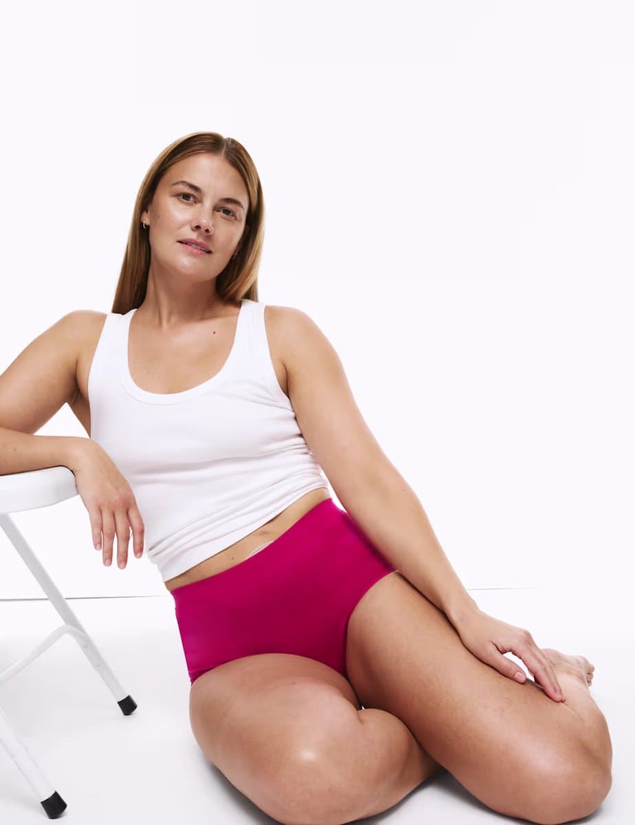 Marks & Spencer M&S 3pk Cotton Rich Full Brief Stoma Knickers Cyclamen